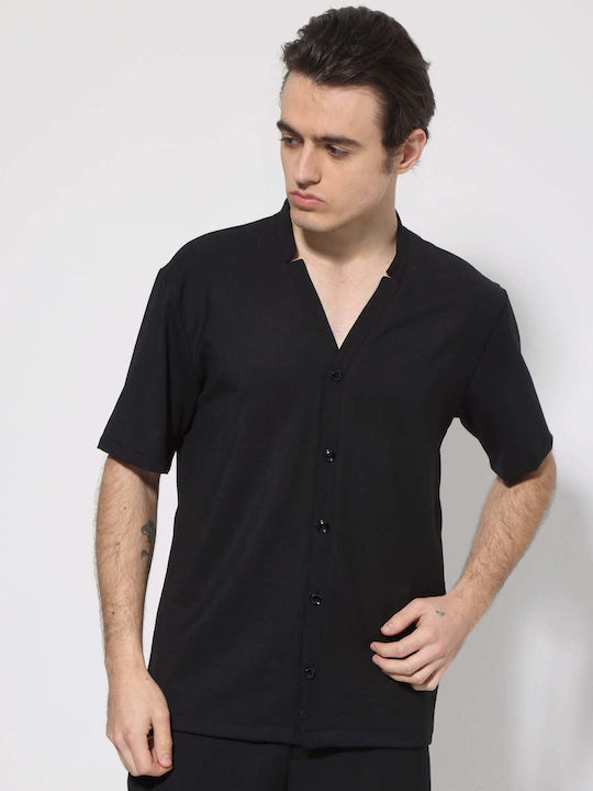 Makan Κοντομάνικο Τζιν Πουκάμισο Black