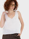 Damen Sommer Leinen Bluse Weiß