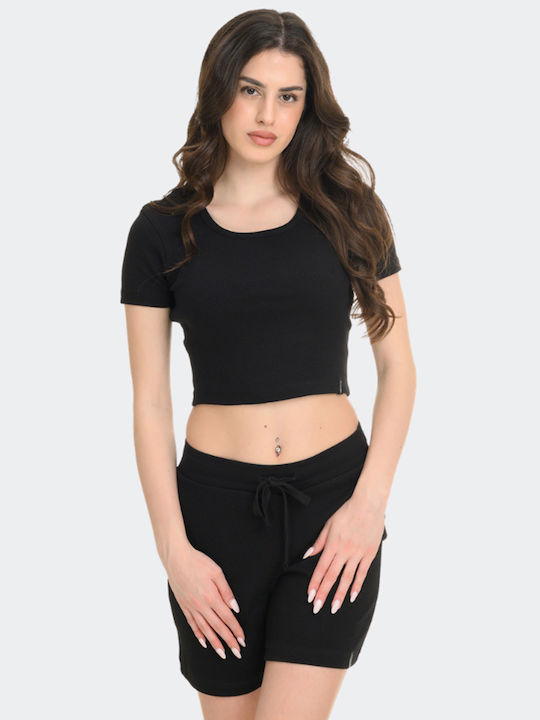 Damen Crop Top Schwarz