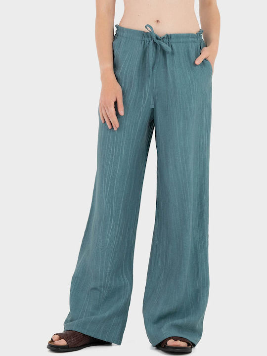 Black & Black Women's Fabric Trousers in Relaxe...
