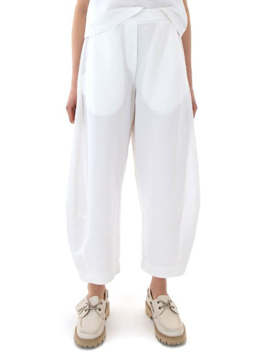 Moutaki Damen Hochbund Stoff Capri Hosen mit Gu...