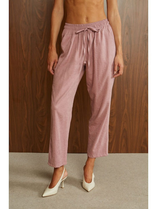 Women's Fabric Trousers Pink
