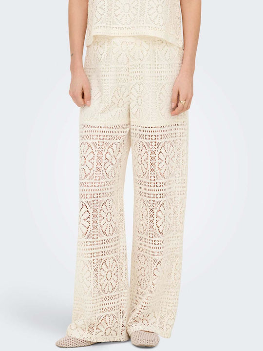 Only Weit Damenstoffhose in Creme