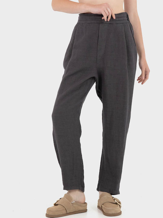 Ae Er Women's Linen Trousers Grey