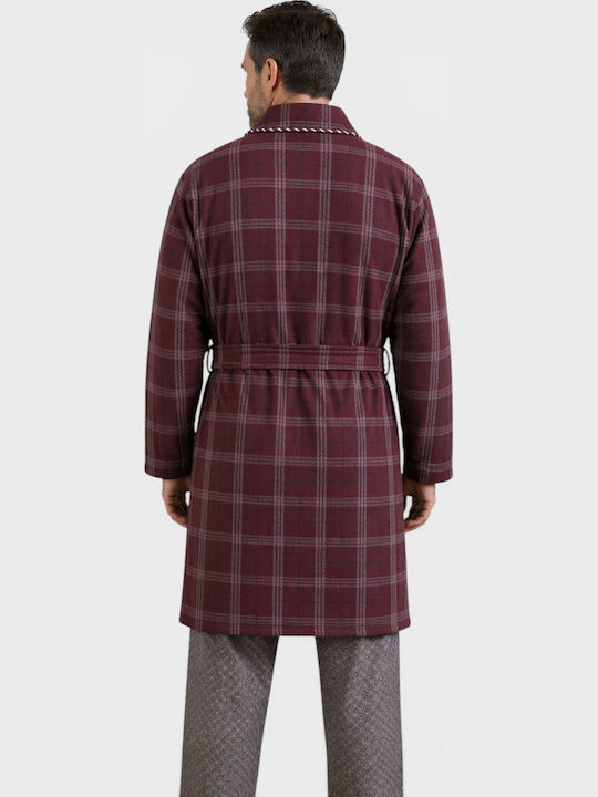 Ανδρική Ρόμπα Μπορντό Καρό Collection Fleece Cl103-3-μπορντώ