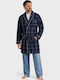 Men's Blue Checked Robe Collection Fleece Cl103-2-Blue