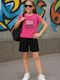 Kids Set with Shorts Summer 2 Pieces Fuchsia