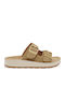Leder Flache Sandalen für Damen Beige