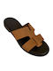 Leather Women's Flat Sandals Brown