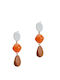 Mat Fashion Dangle Earrings with Orange Stones 0043.8217.N-orange