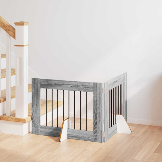 vidaXL Метална Врата За Куче В Сив Цвят 80 x 60 x 60 см