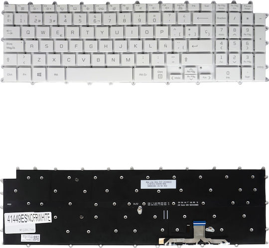 Spanish Laptop Keyboard for LG Gram 17z90p 17z90pe 17z90p-g 17z90p-k 17z90p-n 17z95p 17z90r AEW74230312 831-00890-00a 831-00889-00a ES No Frame Backlit White Code 41449esnofrwhite
