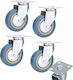 Set 4 Roți Rotative Placă Zola 100 X 25 Mm Cărucioare Mobilier 360° Rotire Silentioase Cauciuc Tehnic Oțel Galvanizat Albastru