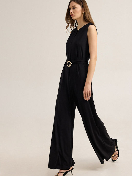 Enzzo Women's Sleeveless Jumpsuit Black