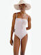 One Piece Swimsuit With Removable Padding Floral Ecru