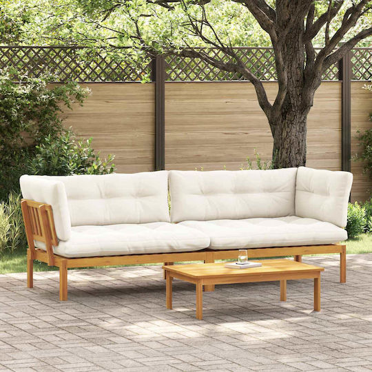 Garten- und Outdoor-Möbelsets Wohnbereich 2 Stück Natürliche und Creme Weiß mit Kissen Garten- und Outdoor-Möbelsets Wohnbereich 2 Stück Natürliche und Creme Weiß mit Kissen