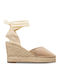 Sommer Damenplattformen im Stil Espadrilles Beige