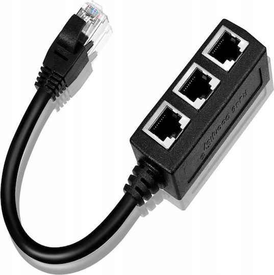 Adaptor Splitter Lan Rj45 3 În 1 Zola Gigabit 1000 Mb S 3 Porturi Ethernet Lungime 29 Cm Negru