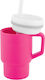 Infantino Toddler Cup with Handle and Straw Made of Pink Silicone 260ml