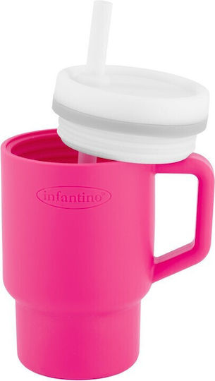 Infantino Toddler Cup with Handle and Straw Made of Pink Silicone 260ml