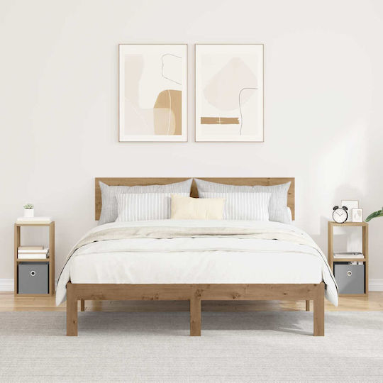 Wooden Brown Bedside Tables 2 Pieces 25.5x22x49.5cm