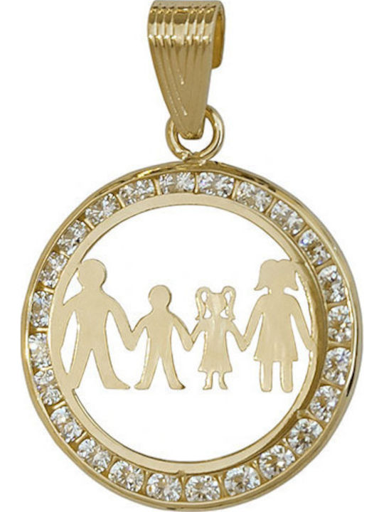 Daskalakis Charm Familie din Aur 14K cu Diamant și Zircon