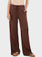 Women's Fabric Trousers in Loose Fit Brown