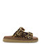 Leather Women's Flat Sandals Brown