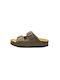 Leather Women's Flat Sandals Afelpado Lodo