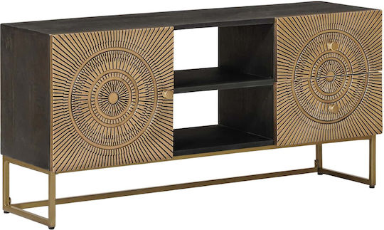 TV Stand Metal & Wood Brass W105xD30xH50cm