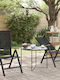 vidaXL Gartenstühle Aluminium Schwarz 2 Stück 58x73x111,5 cm