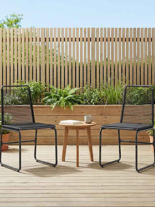 Outdoor Chair Rattan Black 2 Pieces 48x55x89.5 cm