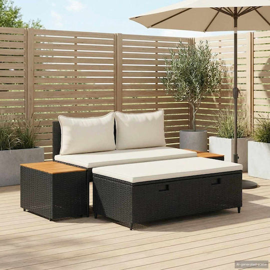 Set Camera De Zi Pentru Exterior 4 Piese Negru Cu Perne