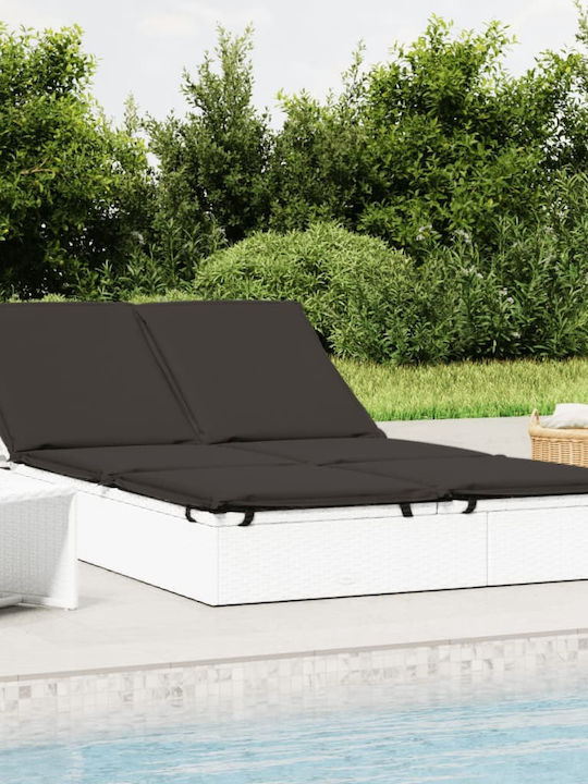 Ξαπλώστρα Διπλή Rattan με Μαξιλάρι Λευκή 201x110x20εκ.