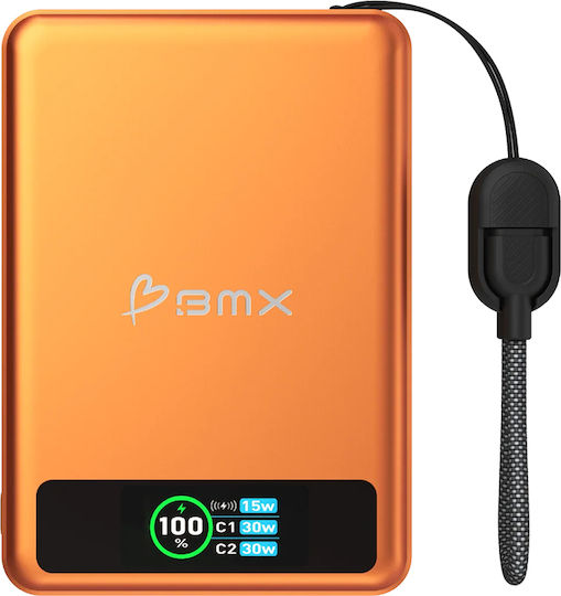 BMX SolidSafe MagSafe Qi2 Baterie Externă 10000mAh 15W Cu Port USB-C Power Delivery Portocalie