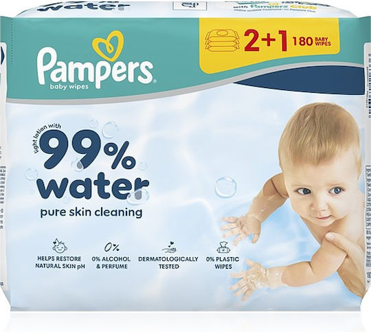 99% Water Μωρομάντηλα, χωρίς Οινόπνευμα & Parabens 3x60τμχ