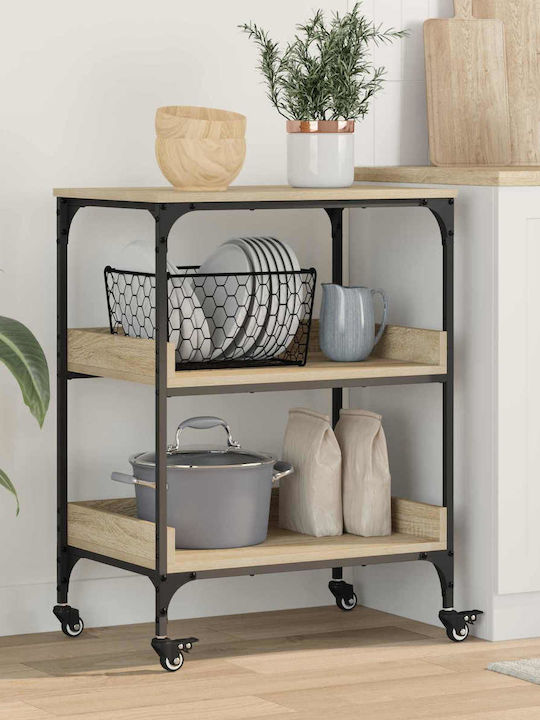 vidaXL Τρόλεϊ Κουζίνας Ξύλινο 3 Θέσεων Καφέ 60x41x80.5cm