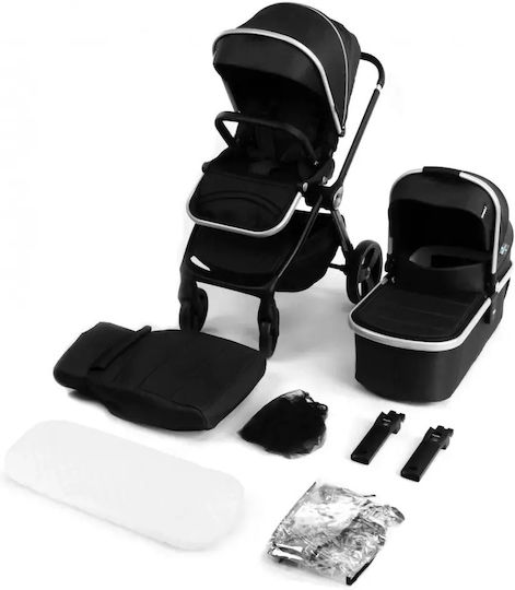 Kidnort Cărucior 2 în 1 Reglabil Potrivit pentru Nou-Născut Negru 10,2kg