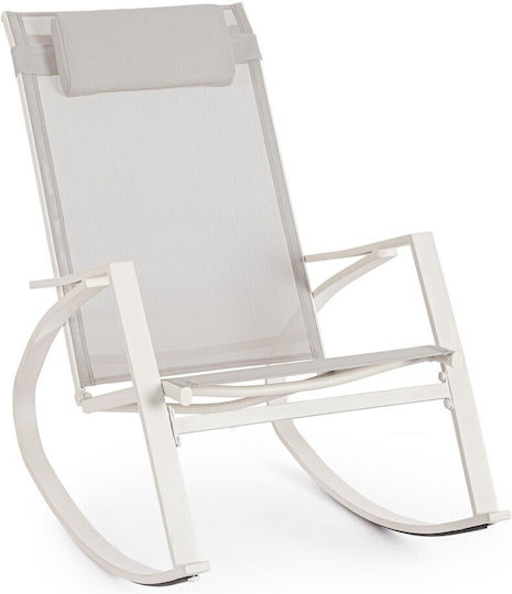 Rocking Chair Metallic Ercolano White/Grey 60x107x95cm