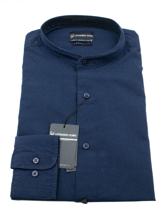 Langärmeliges Leinen-Herrenhemd Blau