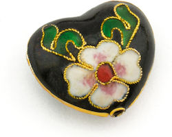 Metal Cloisonné Heart 20x22mm Ø2mm Black Pack 7 Pieces Metal Cloisonné Heart 20x22mm Ø2mm Black Pack 7 Pieces