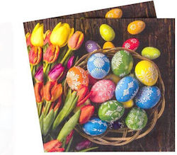 Easter Napkins Tulips Eggs 1ply 33x33cm 20 Pieces