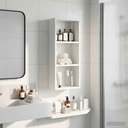 vidaXL 889327 An Der Wand Montiertes Badezimmerregal Hölzernes 30x14x70cm Weiß