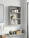 vidaXL Wandmontiertes Badezimmerregal Hölzernes 40x10x60.5cm Grau