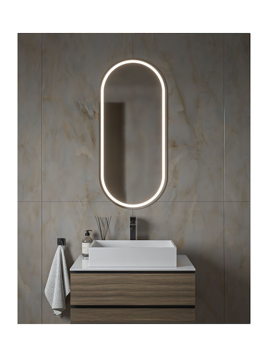 Semi Овално Огледало За Баня LED 45x80cm