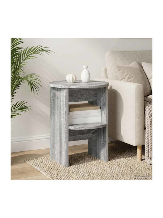 Round Side Coffee Table Wooden Gray Sonoma 2 Pieces W40xL40xH50cm