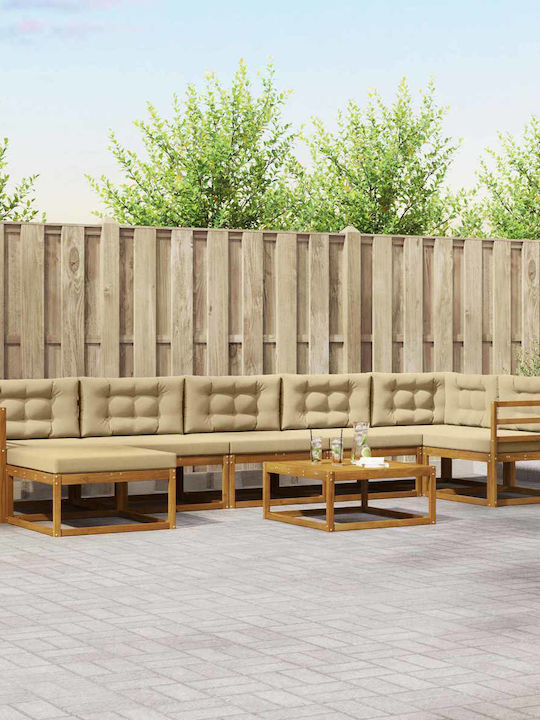 vidaXL Outdoor Lounge Set 8 Pieces Natural with Pillows