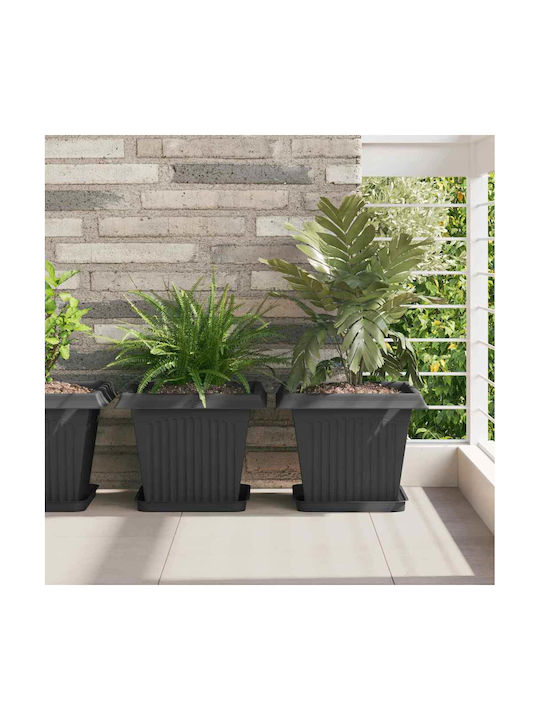 vidaXL Set of 6 Black Plastic Flower Pots