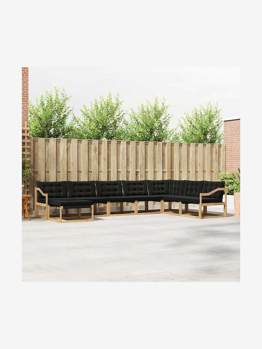 Corner Outdoor Sofa Wooden with Cushions 404x245.5x73cm