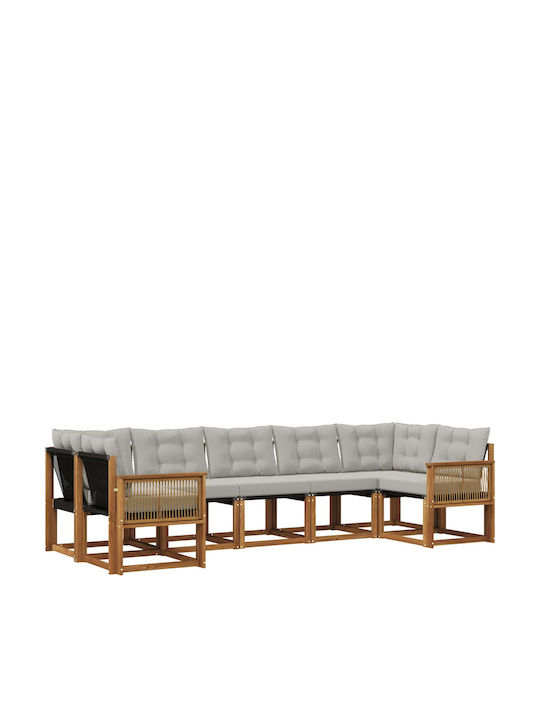 Ecksofa Outdoor Hölzernes mit Kissen 304x128.5x73cm